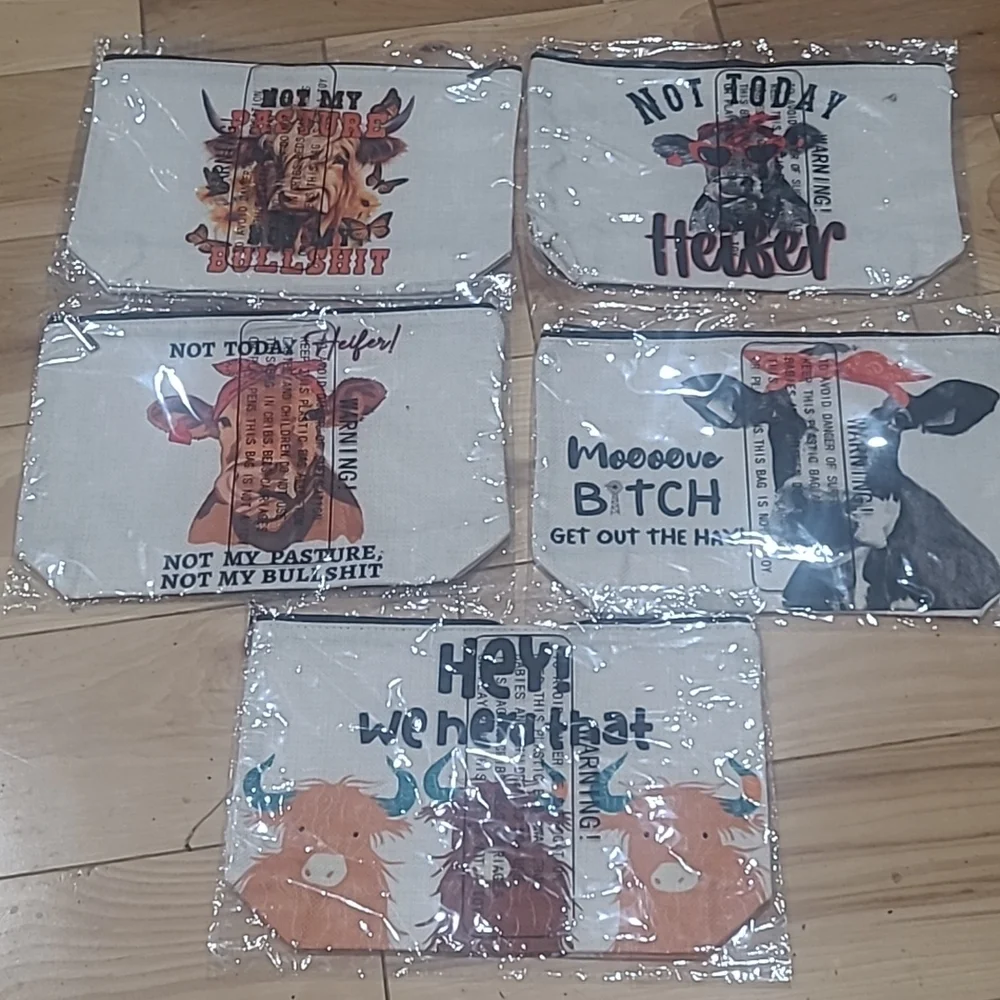 Cow zipper bags